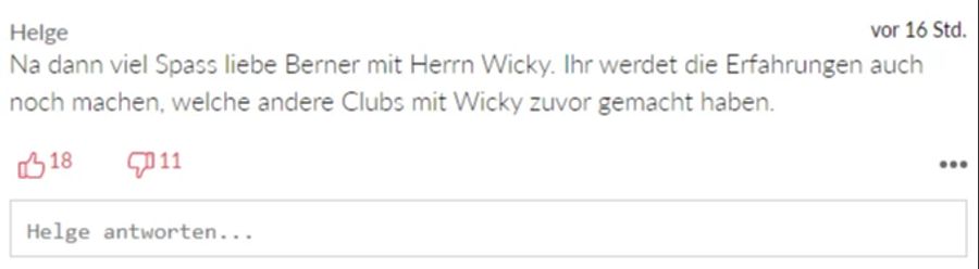«Helge» glaubt, dass YB mit Wicky die gleichen Erfahrungen machen wird wie die anderen Clubs zuvor.