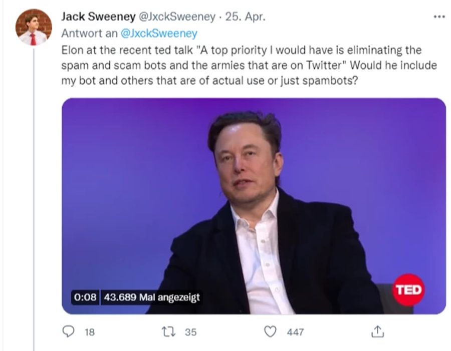 Der Student verspottet Elon Musk auf Twitter.