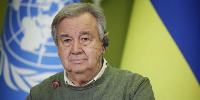 Der UN-Generalsekretär António Guterres hat das ukrainische Kiew am 28. April 2022 besucht. un