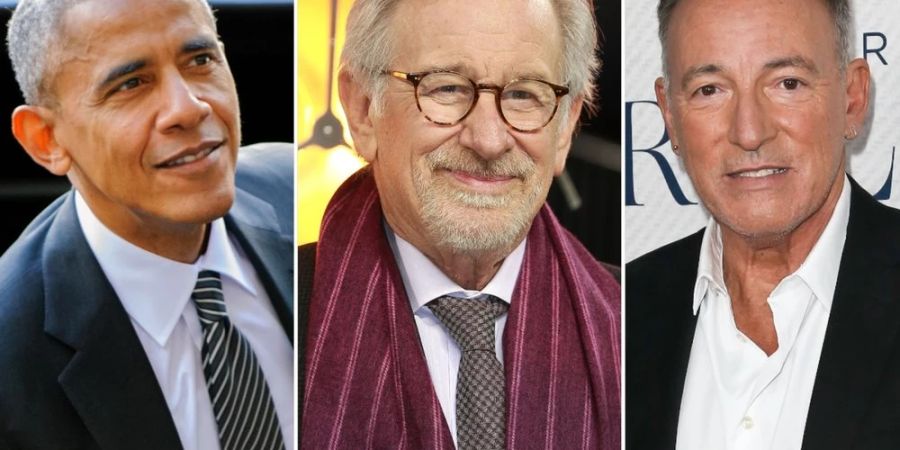 Wurden zu dritt beim Dinner in Barcelona gesichtet: Barack Obama, Steven Spielberg und Bruce Springsteen (v.l.n.r.).