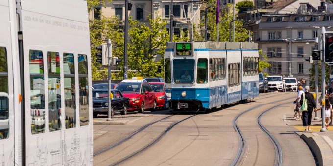Tramverkehr in der Stadt Zürich. Tram Zürich