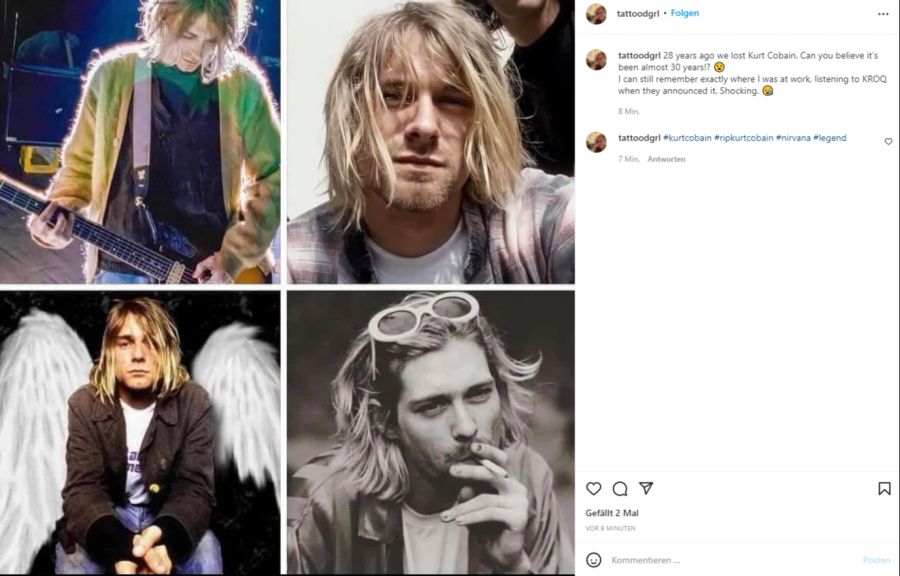 Ein Fan erinnert sich an die Todesnachricht von Cobain.