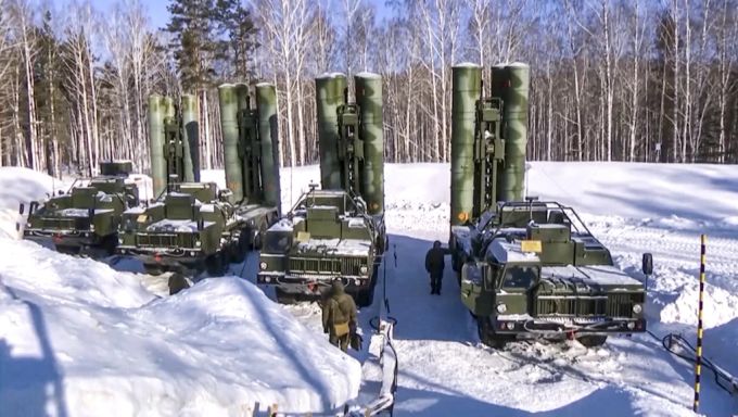 Russische Boden-Luft-Geschütze bei einer Übung Ende Januar. Russland