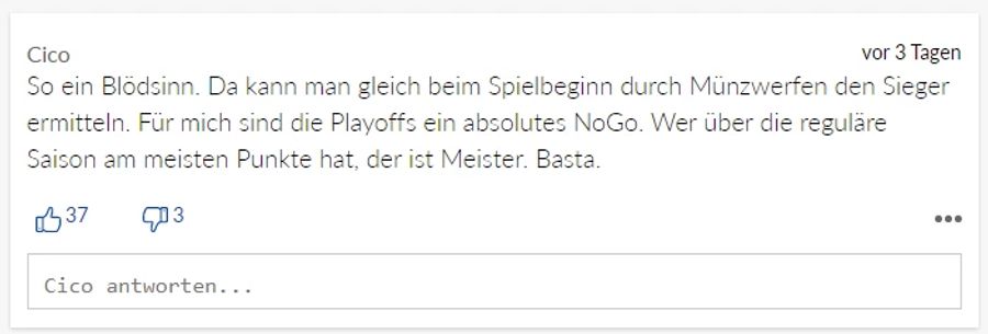 Cico hat eine klare Meinung zur möglichen Modus-Änderung.