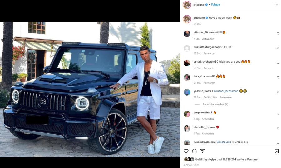 Auch eine Mercedes G-Klasse darf in der Sammlung von Ronaldo nicht fehlen.