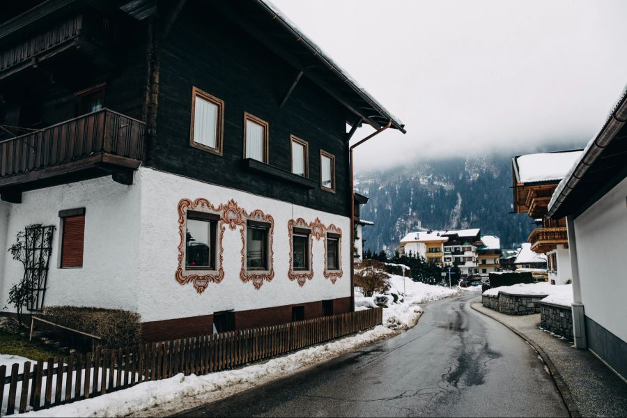 Winter, Dorf, Strasse