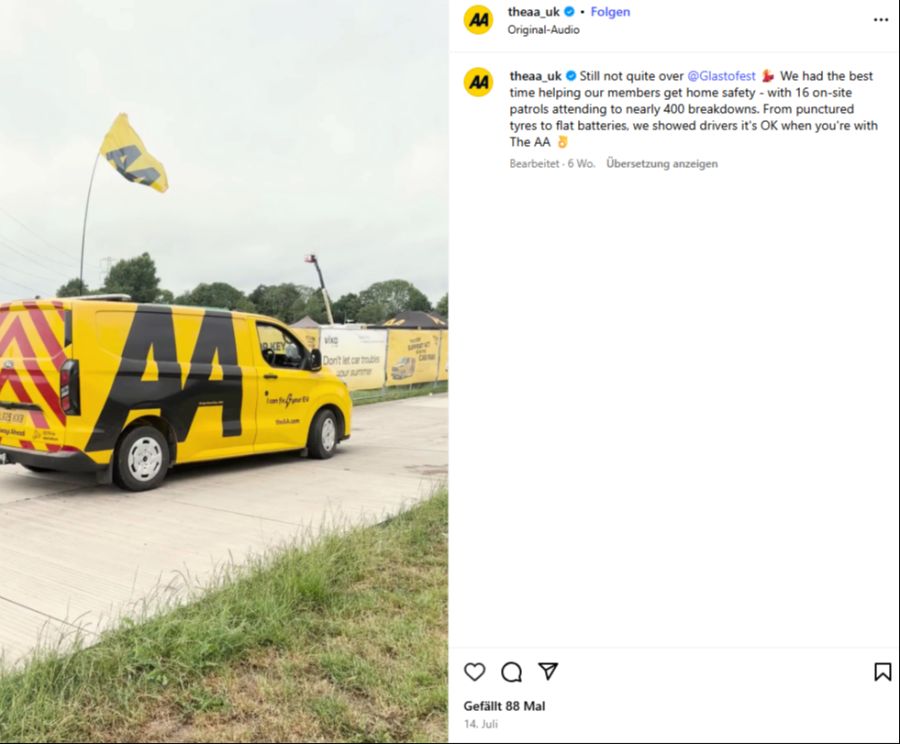 Der britischen Pannendienst Automobile Association (AA), schleppte ihr Fahrzeug in eine Werkstatt im nahe gelegenen Deeside bei Liverpool ab.