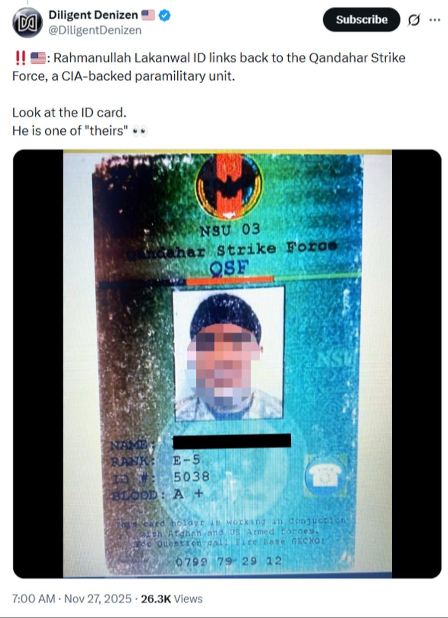 Es handelt sich um einen 29-jährigen Afghanen, der früher mit der CIA zusammengearbeitet hat.