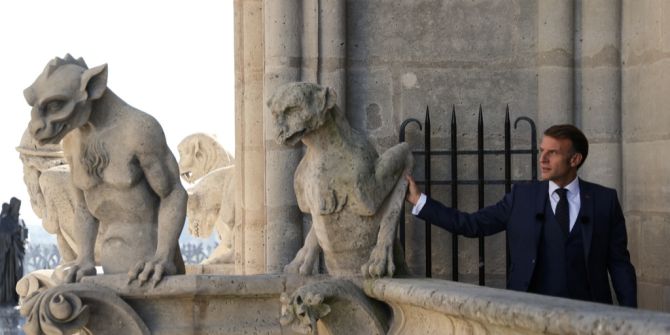 Macron Notre Dame Gargoyle