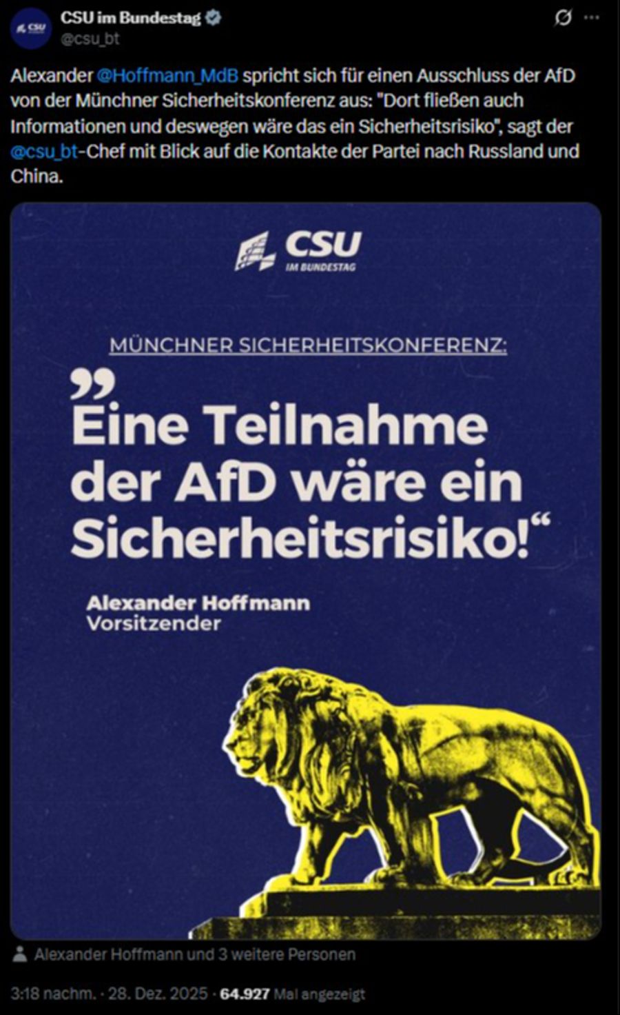 Tweet CSU Sicherheitskonferenz Politiker