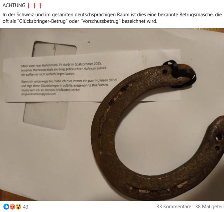 User warnen vor einer Betrugsmasche.