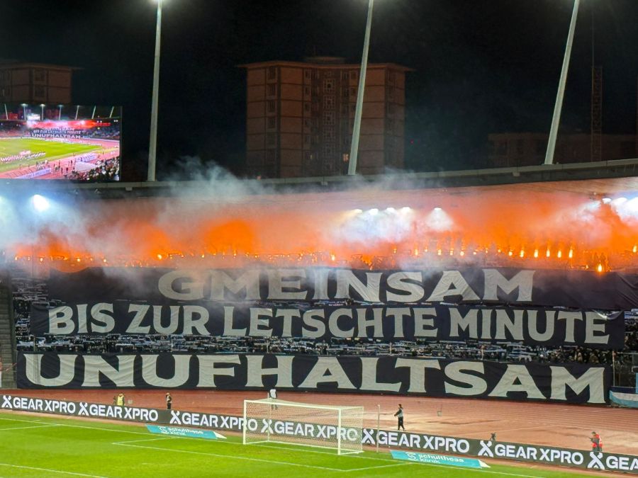 Die Choreo der Südkurve des FC Zürich.
