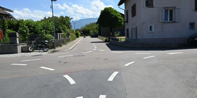 Unfallstelle in Balgach. Unfallstelle in Balgach.