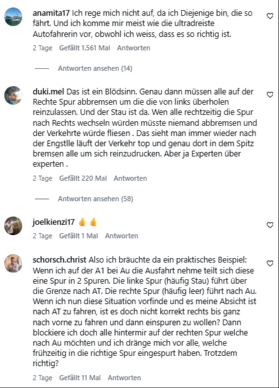Dass man beim Reissverschluss-Prinzip bis ganz nach vorne fahren und erst dann einspuren soll, war nicht allen bewusst.