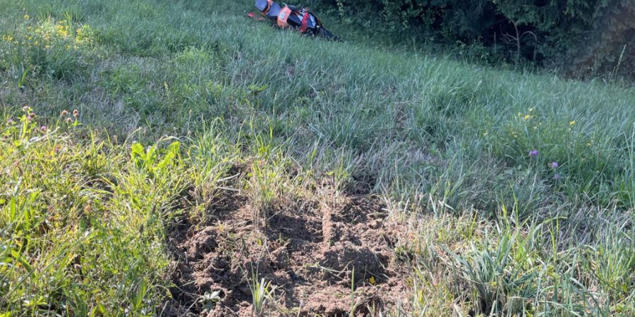 Der Motorradfahrer musste nach dem Selbstunfall in Malters LU hospitalisiert werden.