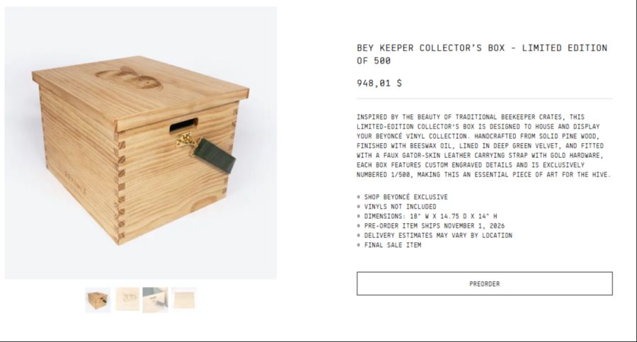 Die Kiste aus Kiefernholz ist auf 500 Stück limitiert.