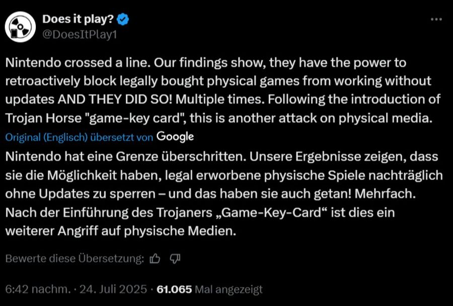Tweet Nintendo Switch 2