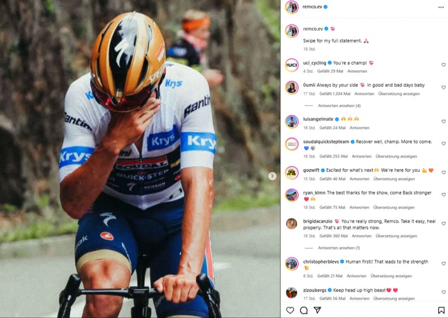 Remco Evenepoel schreibt über sein Tour-Aus.