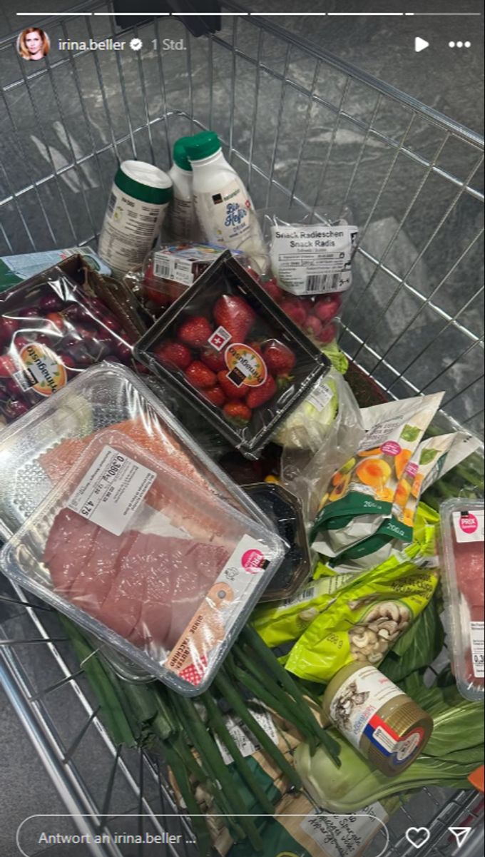 Irina Beller zeigt ihren Einkauf bei Coop. Irina Beller