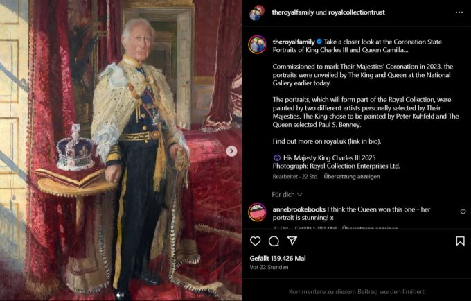 Das neue Portrait von König Charles. portrait könig charles