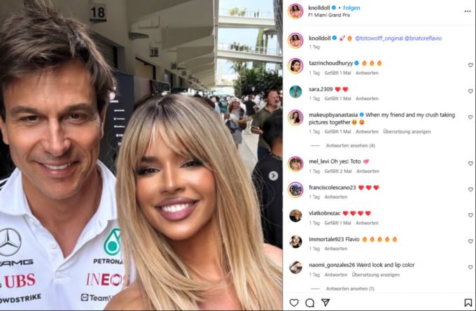 Ivana Knöll sichert sich ihr Selfie mit Toto Wolff. Ivana Knöll