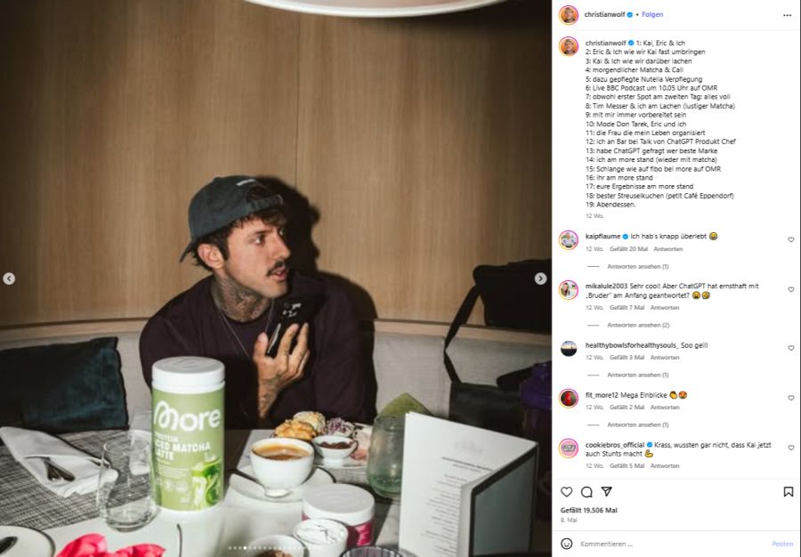 Das beworbene Produkt stellt der Influencer und Unternehmer Christian Wolf her.