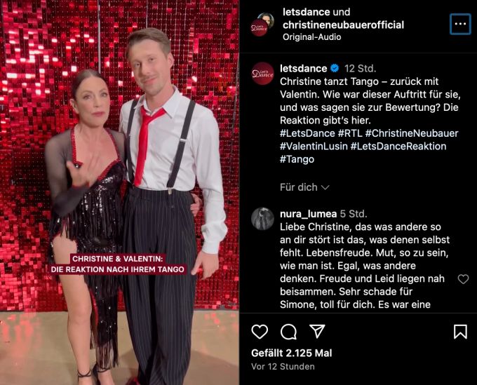 Christine Neubauer und ihr Tanzpartner Valentin Lusin nach ihrem Tango-Auftritt. christine neubauer