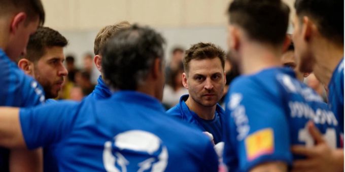 Teambesprechung bei Volley Amriswil. Volleyball-Team