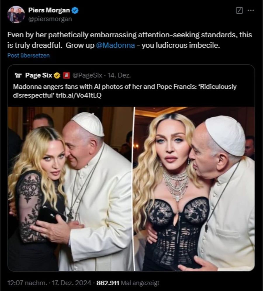 Papst Madonna Piers Morgan