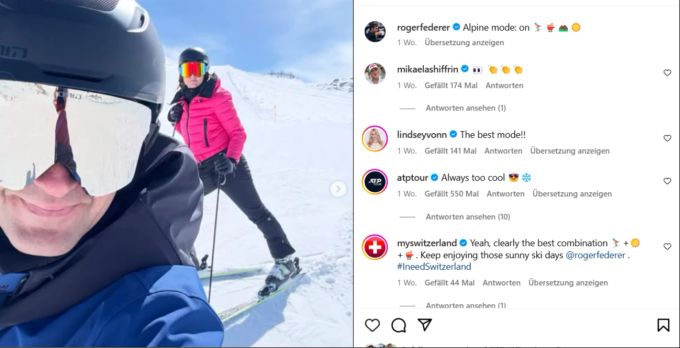 Auch auf der Skipiste sind Roger und Mirka wieder häufiger anzutreffen. Roger Federer