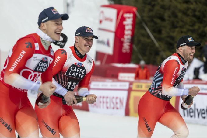 Das Podest in Crans Montana ist fest in Schweizer Hand. Marco Odermatt