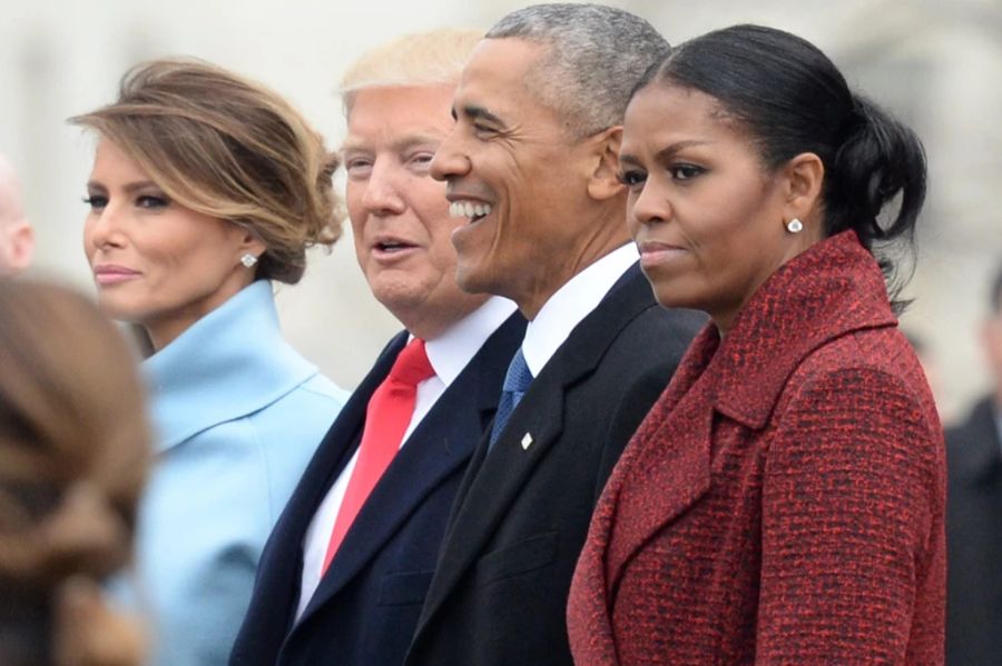 Damals noch zu viert: Barack und Michelle Obama bei Trumps Amtseinführung im Januar 2017.