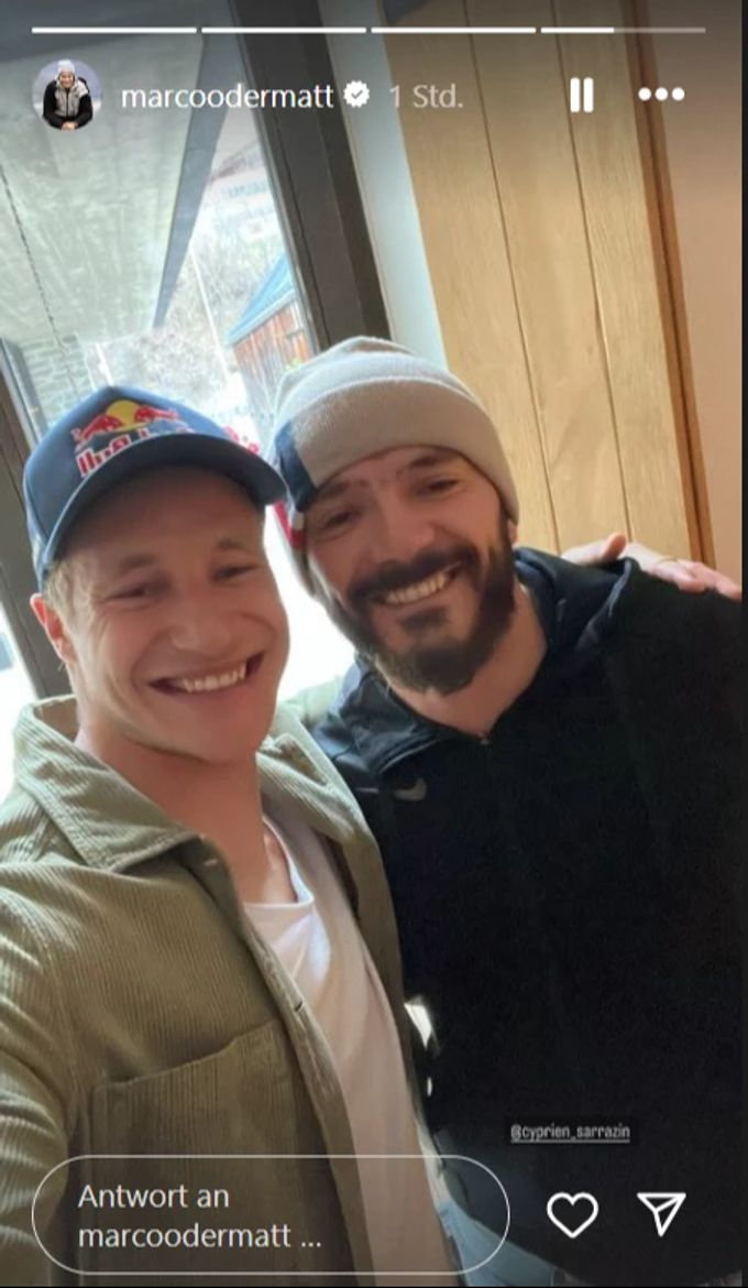 Marco Odermatt und Cyprien Sarrazin verstehen sich auch abseits der Piste hervorragend. marco Odermatt