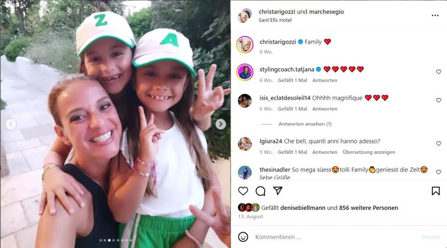 Ex-Miss Christa Rigozzi zeigt ihre Mädels regelmässig auf Instagram.