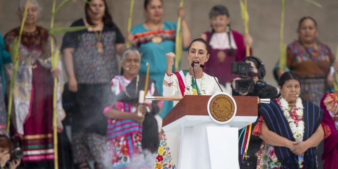 Mexican President Claudia Sheinbaum arrives at the National Palace in Mexico City