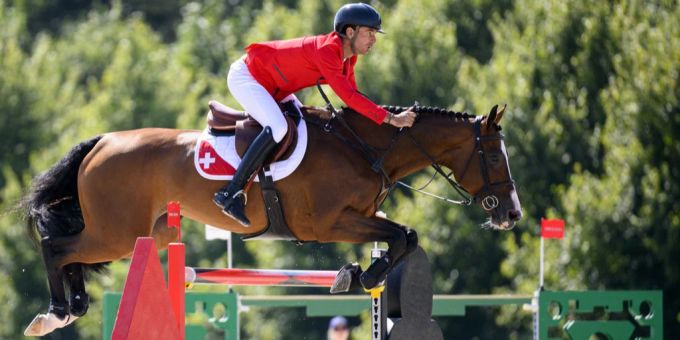 Steve Guerdat aus der Schweiz bei den Olympischen Sommerspielen 2024. Olympische Spiele reiten