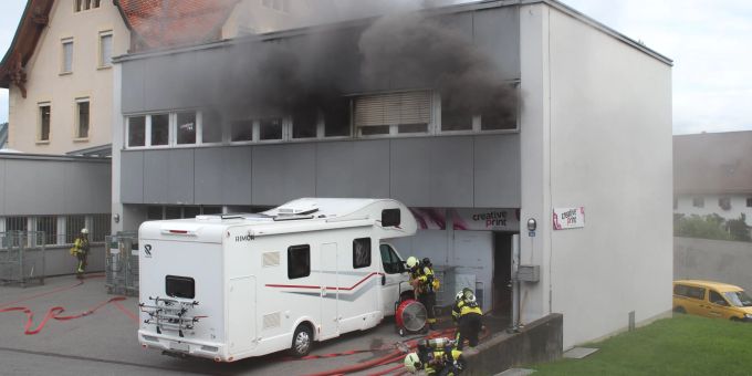 Brand in Gewerbebetrieb an der Poststrasse in Appenzell. Brand in Gewerbebetrieb
