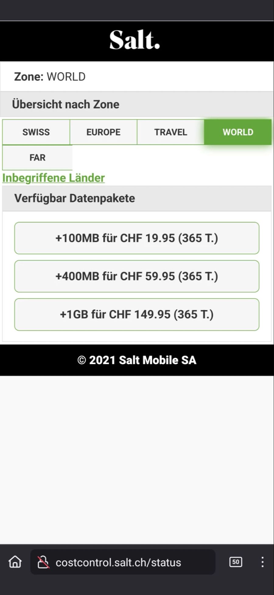 Bei Salt kostet das Datenpaket in Serbien knapp 150 Franken.