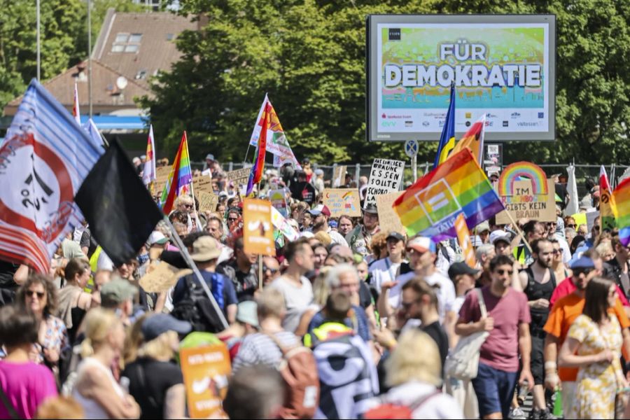 Viele Demonstranten sind gegen den zweitägigen Bundesparteitag der AfD in Essen auf die Strasse gegangen.