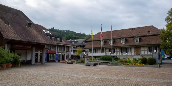 Der Dorfplatz in Belp. Belp