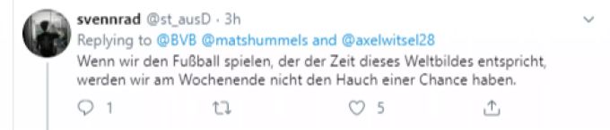 Eine Frage des Weltbildes für einen Twitter-User. BVB