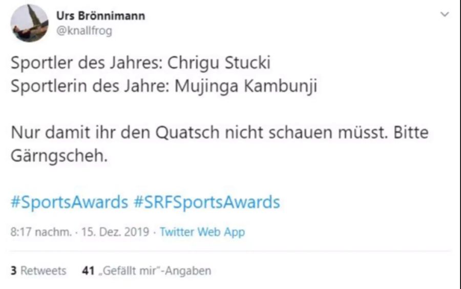 Urs Brönnimann Sports Awards