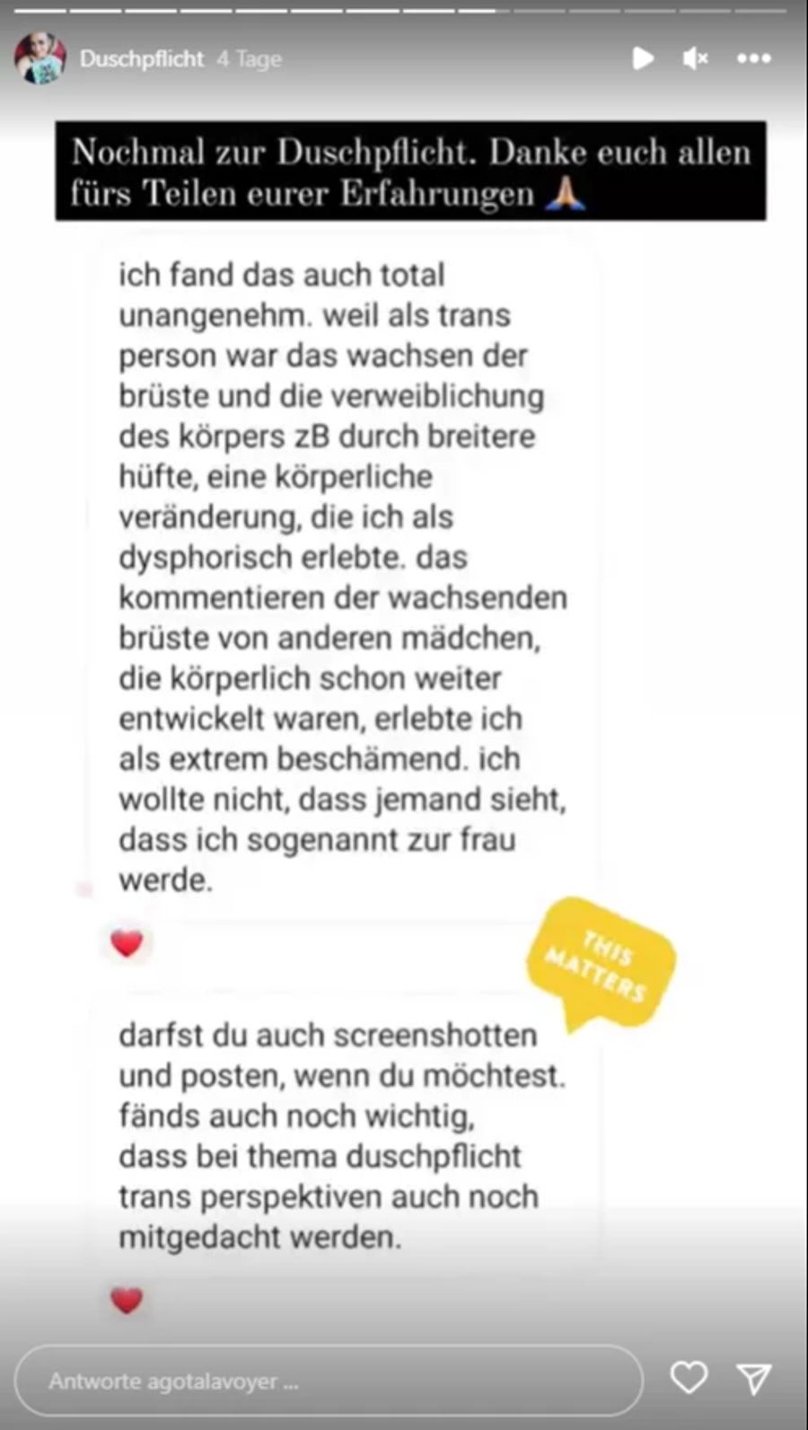 Auch aus der LGBTQ-Community teilte eine Person ihre Erfahrungen.