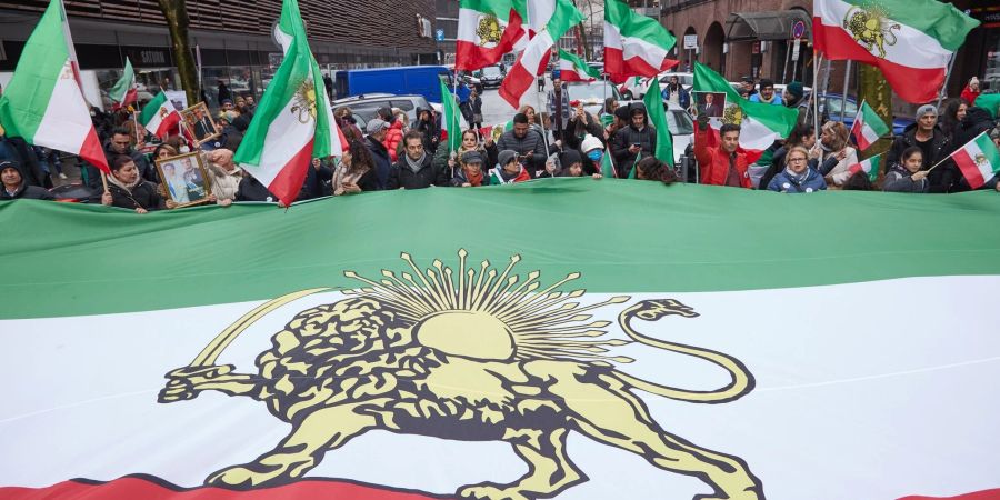 In Hamburg protestieren Demonstranten gegen das iranische Regime.