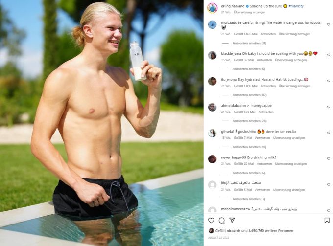 Erling Haaland kümmert sich bestens um seinen gestählten Körper. Haaland