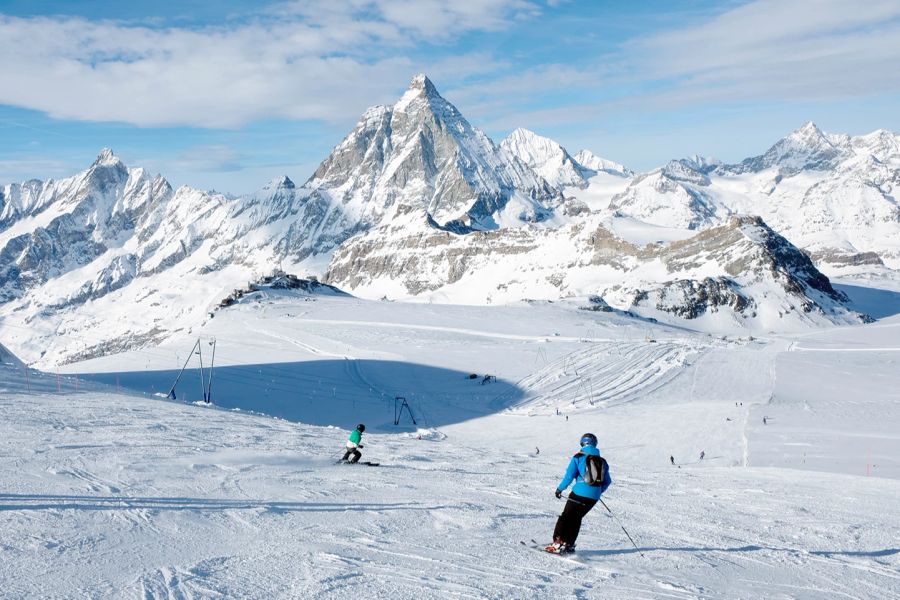 Skigebiet Matterhorn Piste Sonne Schnee Wintersport