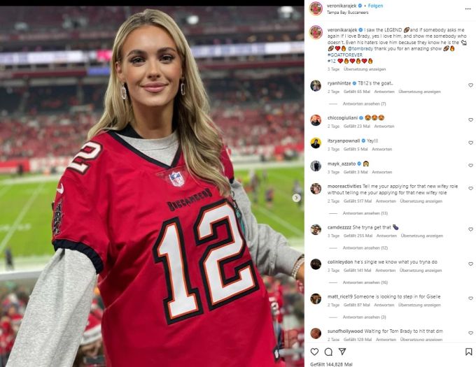 Model Veronika Rajek über NFL-Star Tom Brady: „Ja, ich liebe ihn