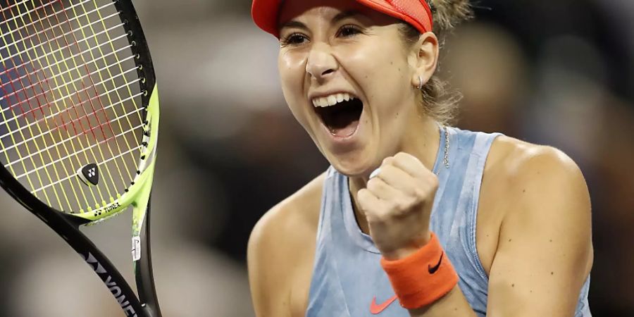 So freut sich Belinda Bencic über den Sieg gegen die Nummer 1 der Welt.