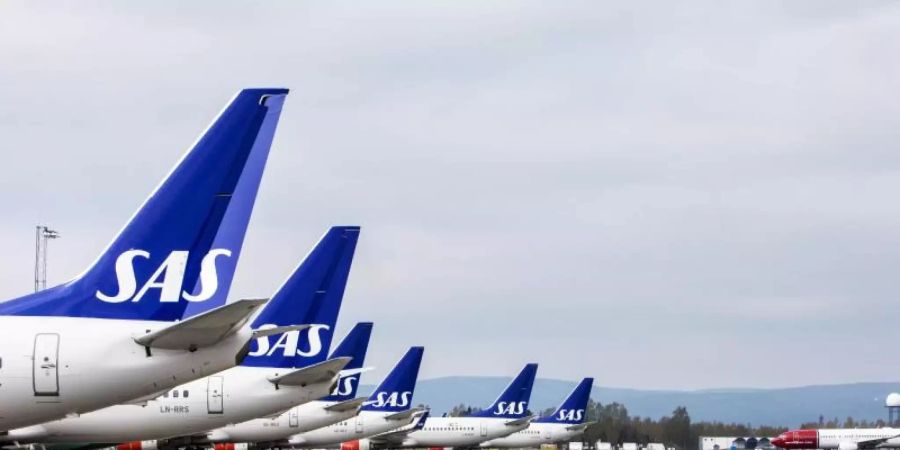 Viele bleiben vorerst am Boden: SAS-Flugzeuge stehen am Flughafen von Oslo während des Pilotenstreiks. Foto: Ole Berg-Rusten/NTB Scanpix