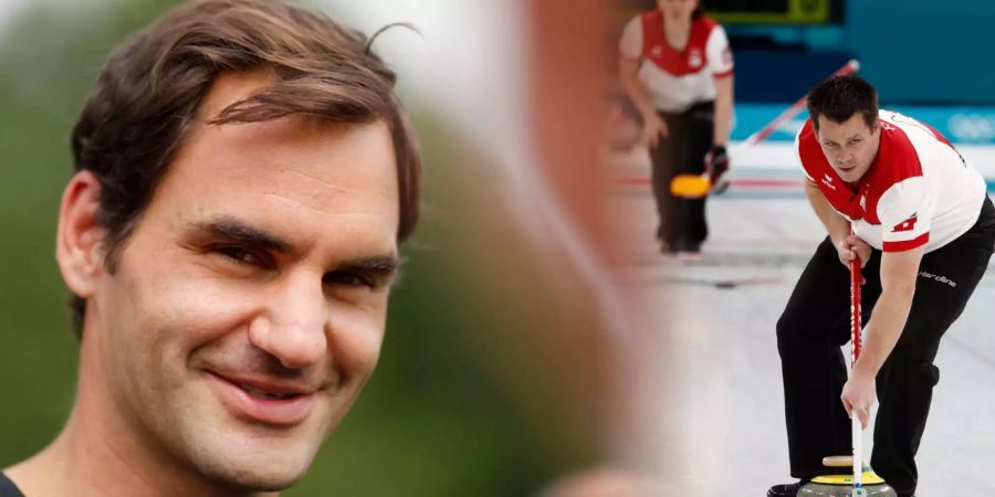 Roger Federer freut sich für die Schweizer Mixed-Curler.